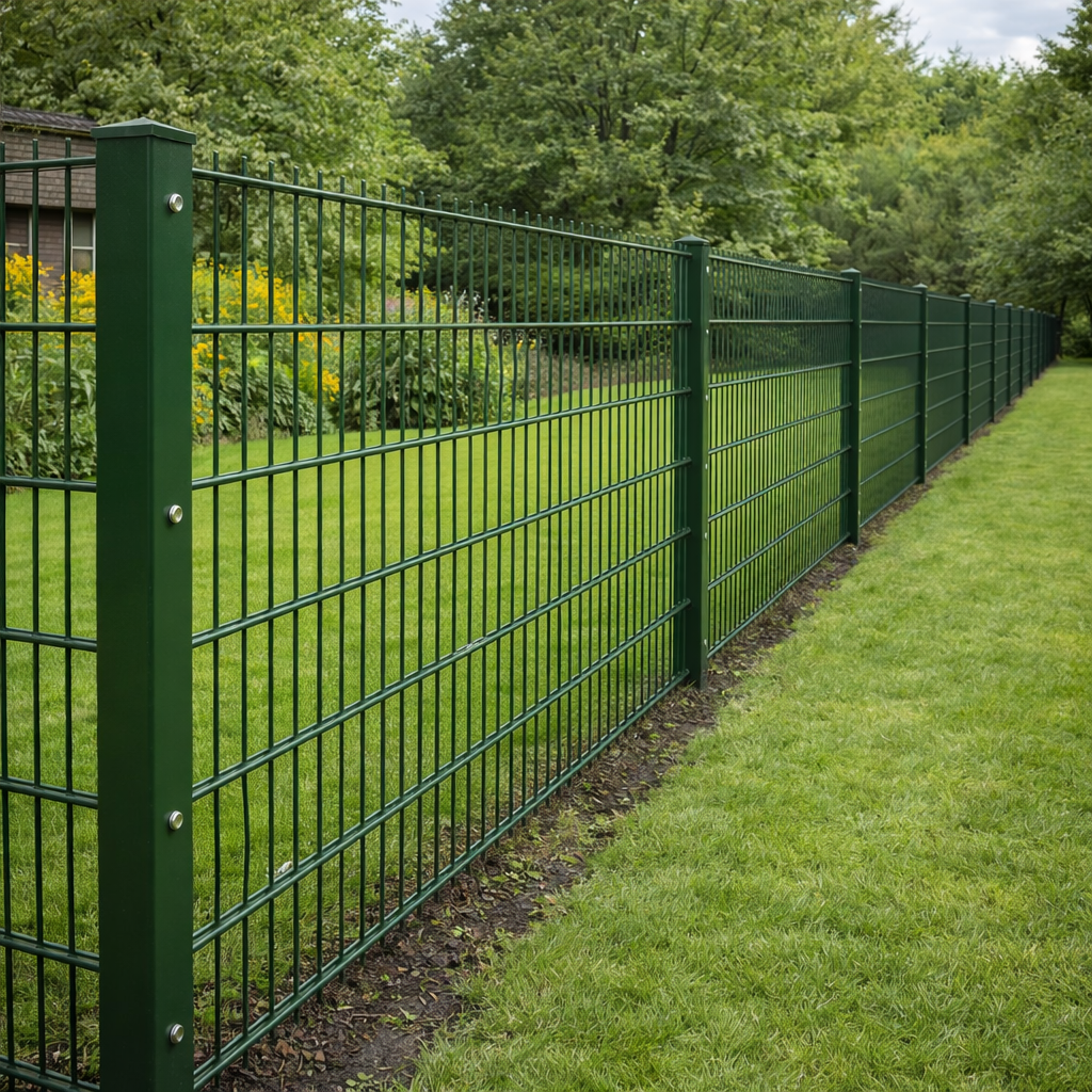 Doppelstabmattenzaun Komplett-Set 15m - 50 x200 cm Maschenweite