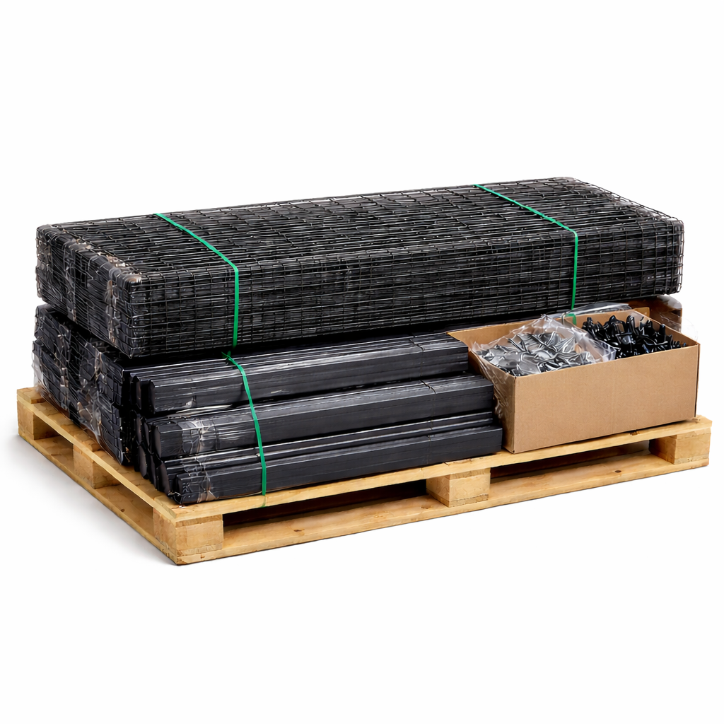 Doppelstabmattenzaun Komplett-Set 15m - 50 x200 cm Maschenweite