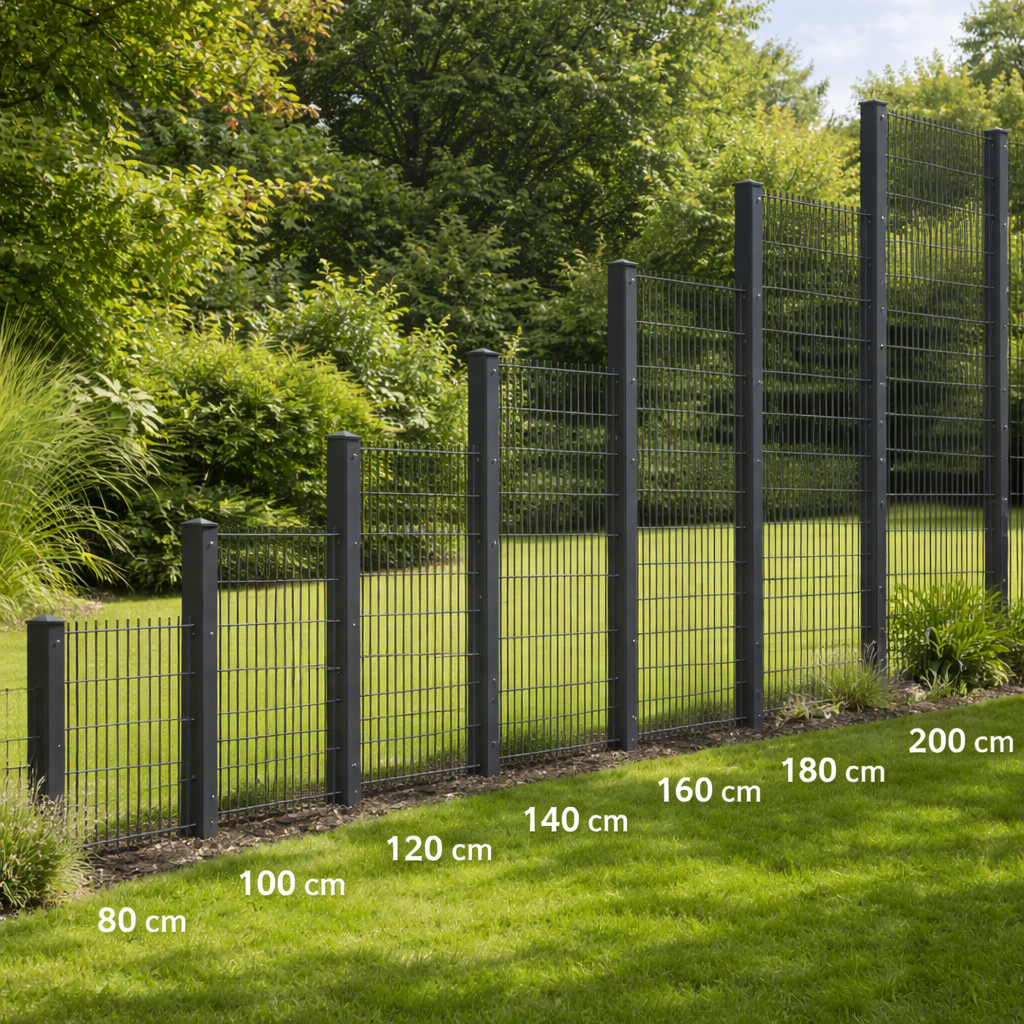 Doppelstabmattenzaun Komplett-Set 15m - 50 x200 cm Maschenweite