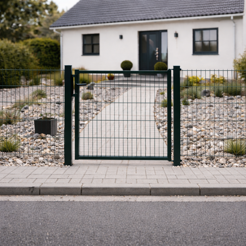 1-flügeliges Drehtor für Doppelstabzaun