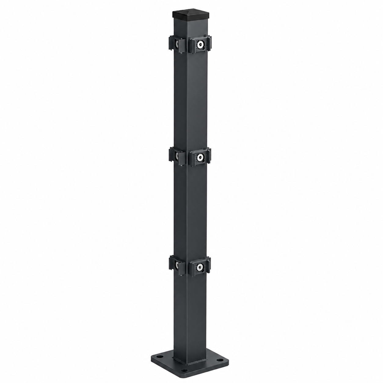 Eckpfosten mit Bodenplatte 60 x 60 mm