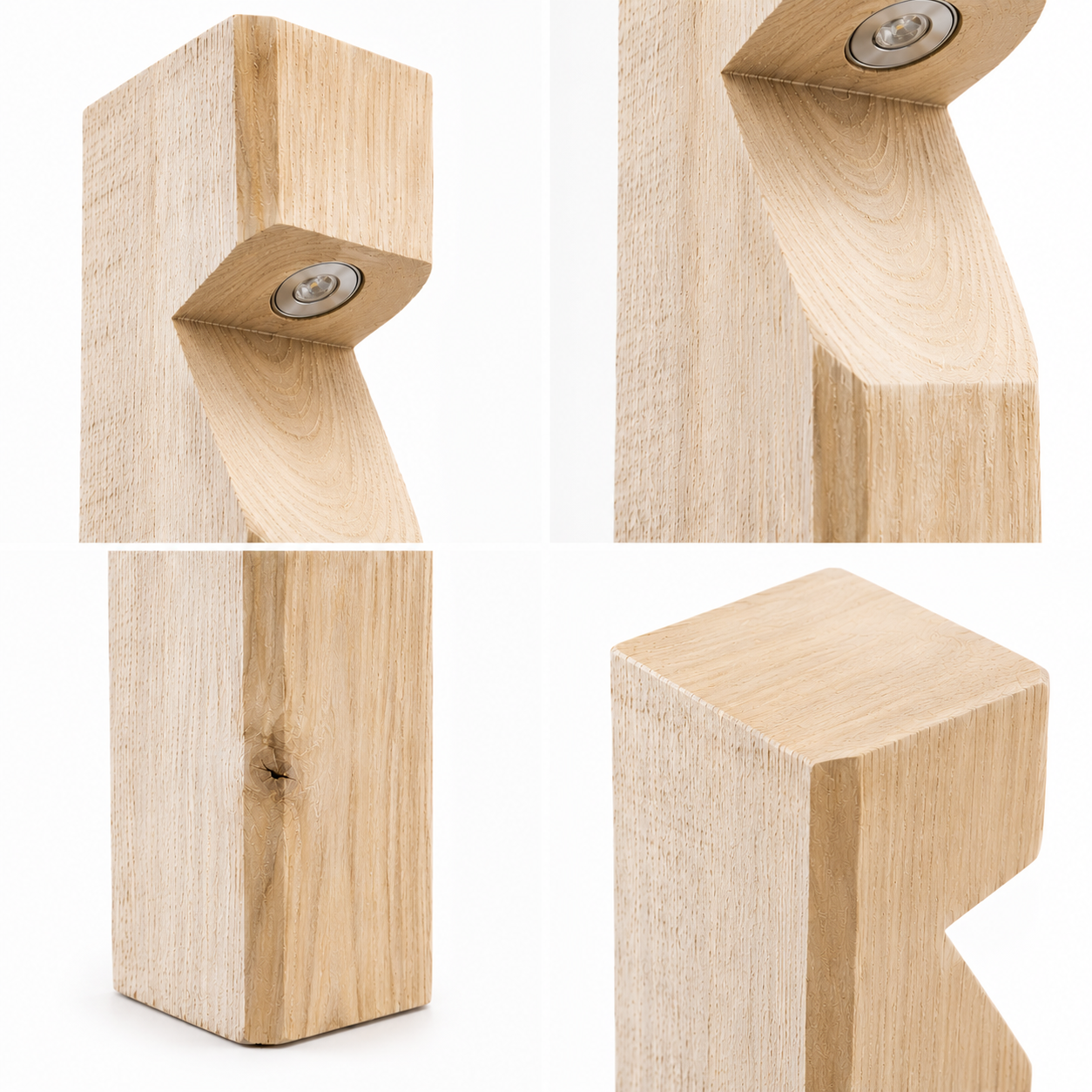 Holz-Wegeleuchte aus Edelkastanie in abgerundeter Form