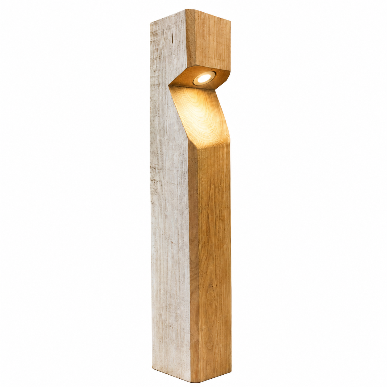Holz-Wegeleuchte aus Edelkastanie in abgerundeter Form