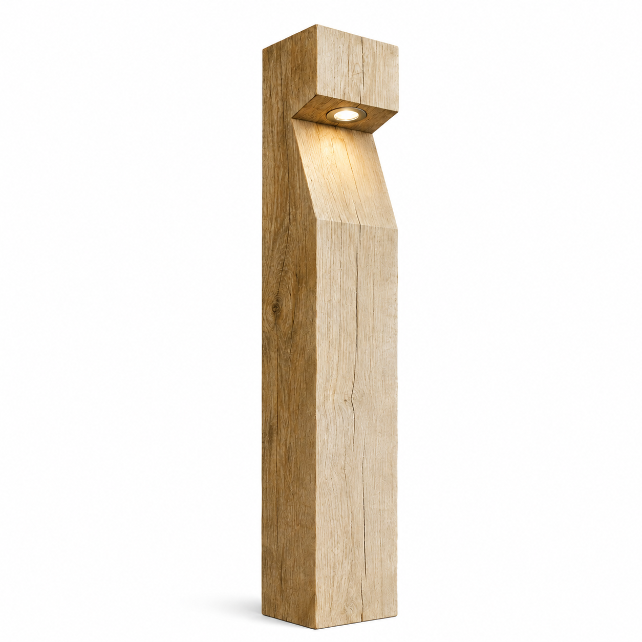 Holz-Wegeleuchte aus Edelkastanie in eckiger Form