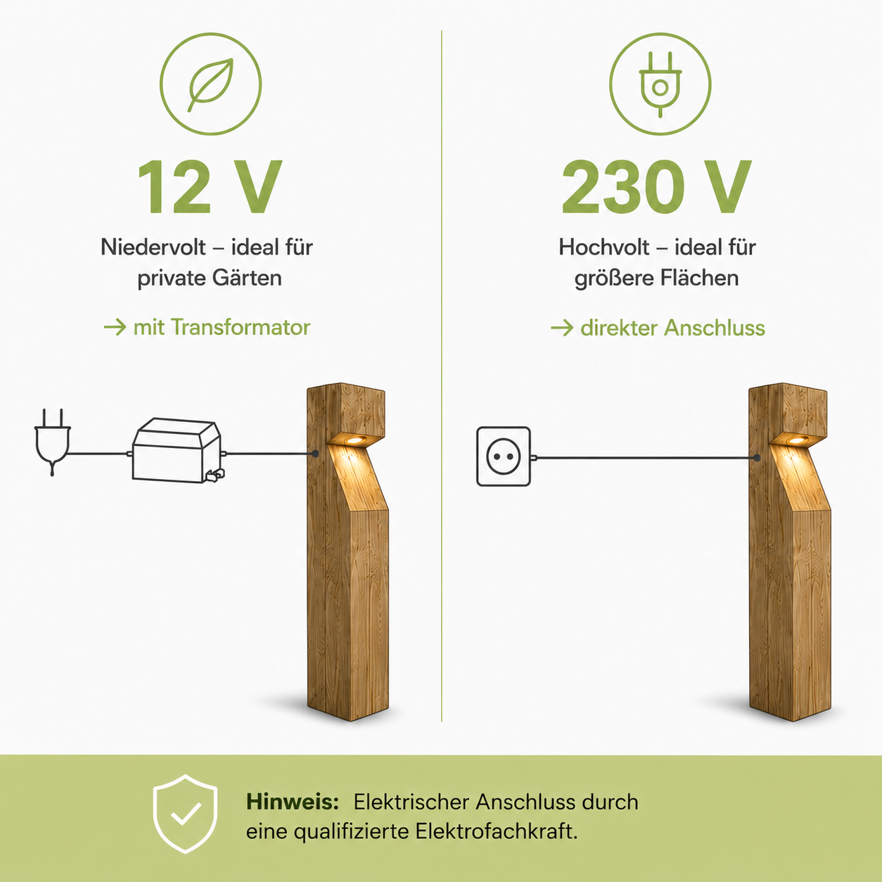 Holz-Wegeleuchte aus Edelkastanie in eckiger Form