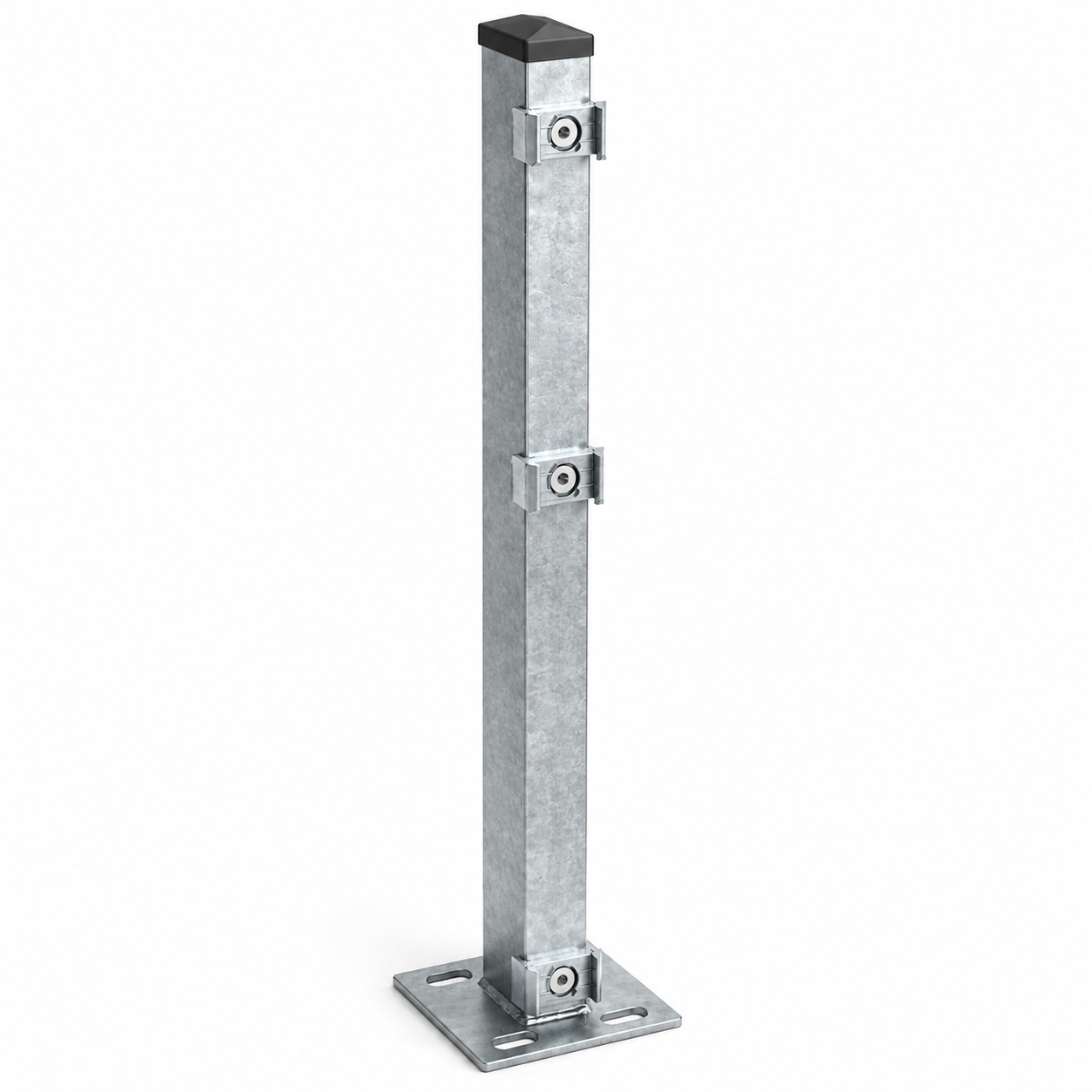 Zaunpfosten mit Bodenplatte zum Aufschrauben 60 x 40 mm