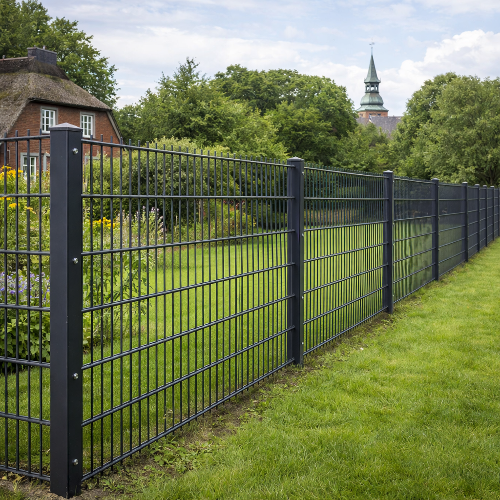 Doppelstabmattenzaun Komplett-Set 15m - 50 x200 cm Maschenweite