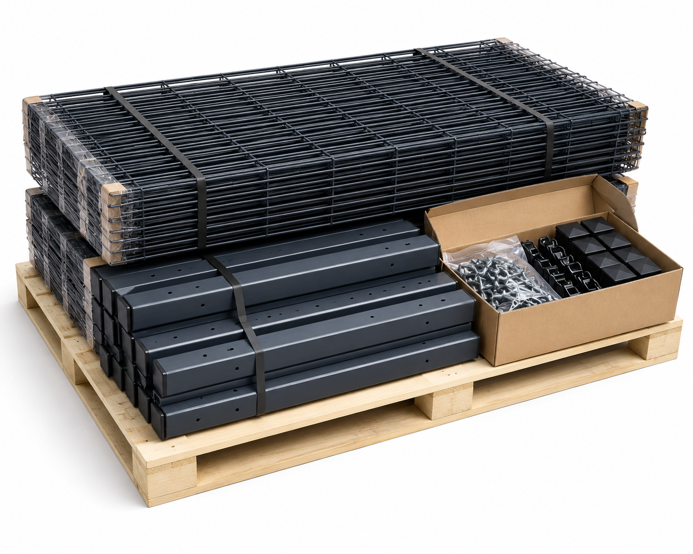Doppelstabmattenzaun Komplett-Set 15 m (50x200 mm Maschenweite)