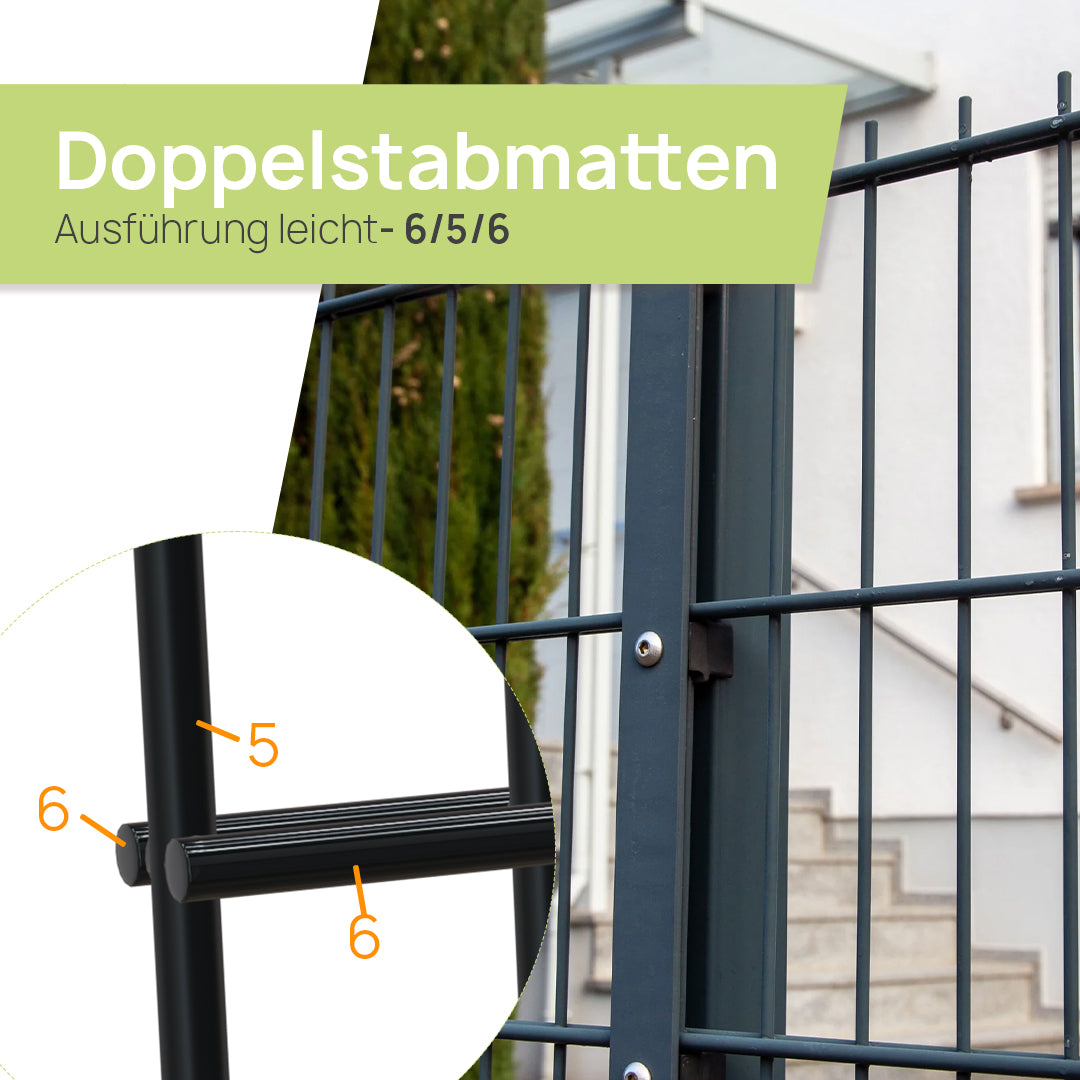 Doppelstabmatten leicht 6/5/6 Masche 50x200 mm