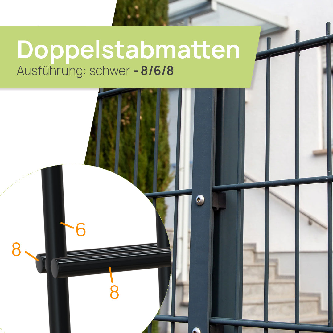 Doppelstabmatten schwer 8/6/8 Masche 50x200 mm