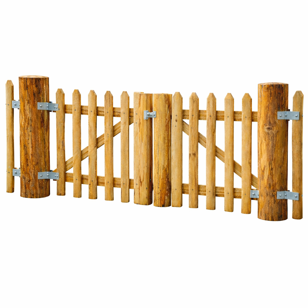 Staketenzaun Doppeltor aus Kastanienholz inkl. Pfosten und Beschläge