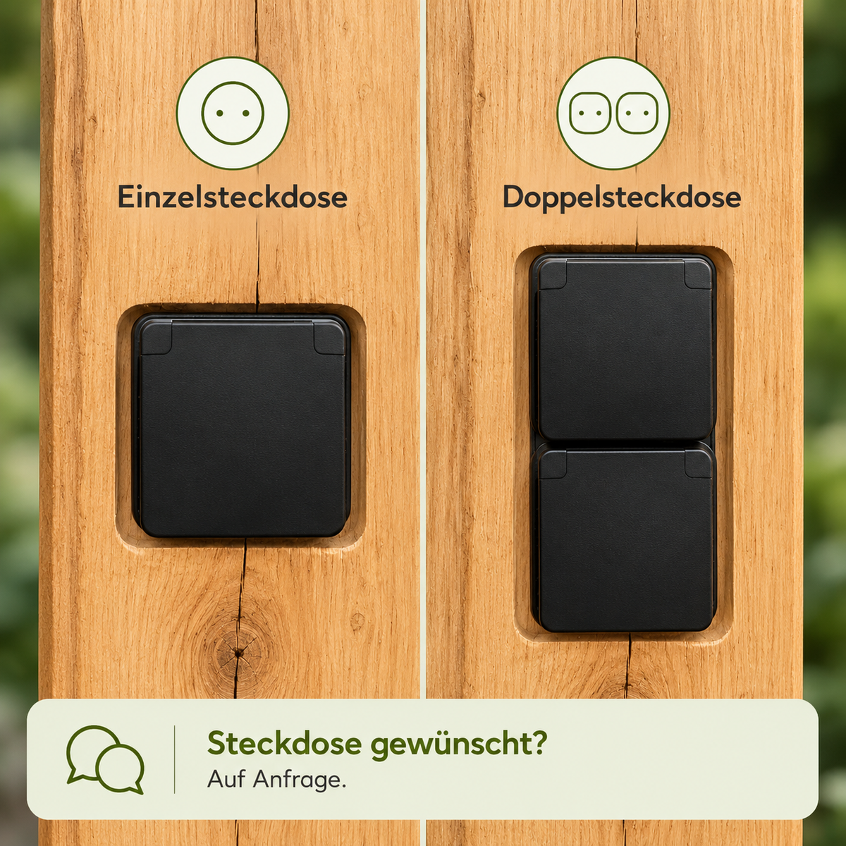 Holz-Wegeleuchte aus Edelkastanie in eckiger Form