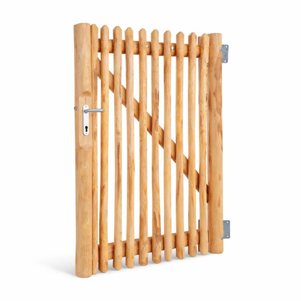 Staketenzaun Einzeltor mit Schloss aus Kastanienholz