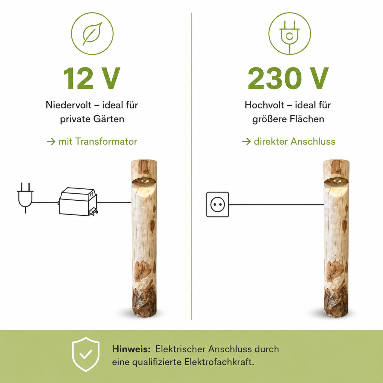 Holz-Wegeleuchte in runder Ausführung