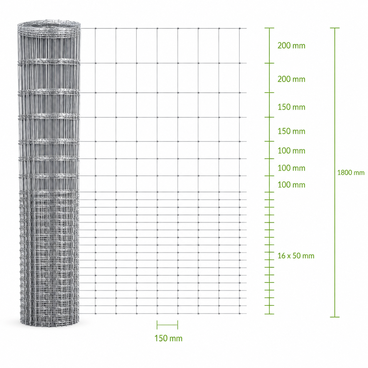 Knotengeflechte / Wildzaun 50 m Rolle - 0,80–2,00 m