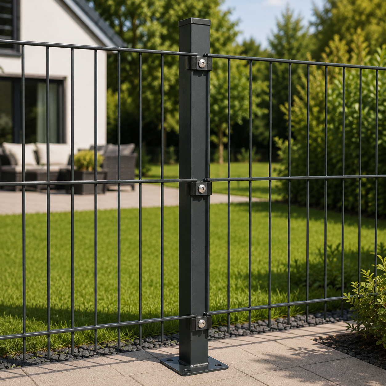 Zaunpfosten mit Bodenplatte zum Aufschrauben 60 x 40 mm